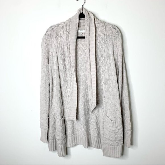 Aritzia Talula Greenpoint Knit Open Front Cardigan Sweater Beige Size Medium - Picture 3 of 8
